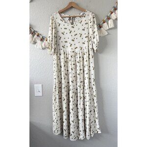 Carly Jean Los Angeles Floral Gauze Aline Flowy Tiered Midi Dress Coquette M